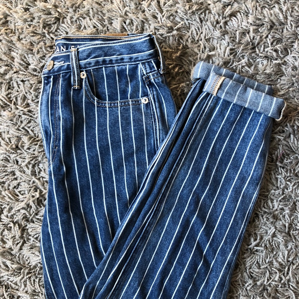 Striped AE mom jeans